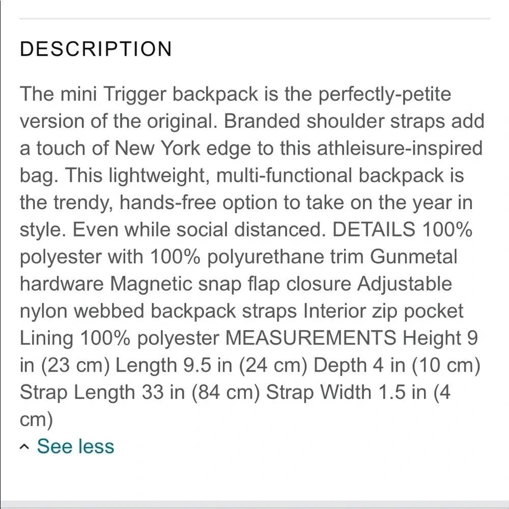 Botkier- black backpack, “Mini Trigger” NWOT‎ - Picture 4 of 13